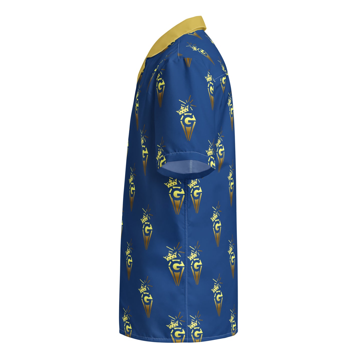 Glamire Unisex Short Sleeve Button Shirt Blue